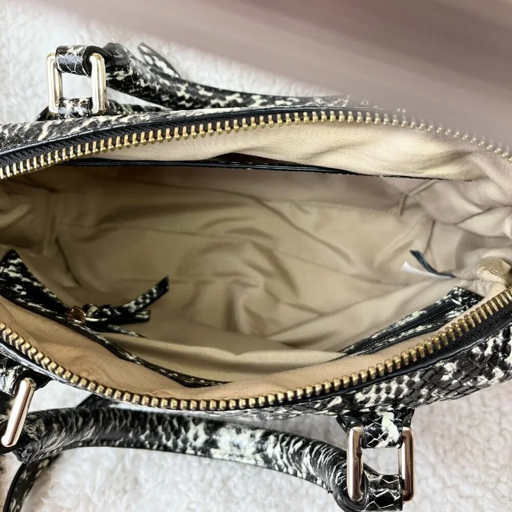 Cole Haan Leather bag Satchel or Crossbody Snake Embossed Cream & Black